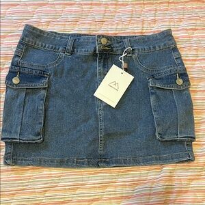 Denim Mini Skirt with Pockets